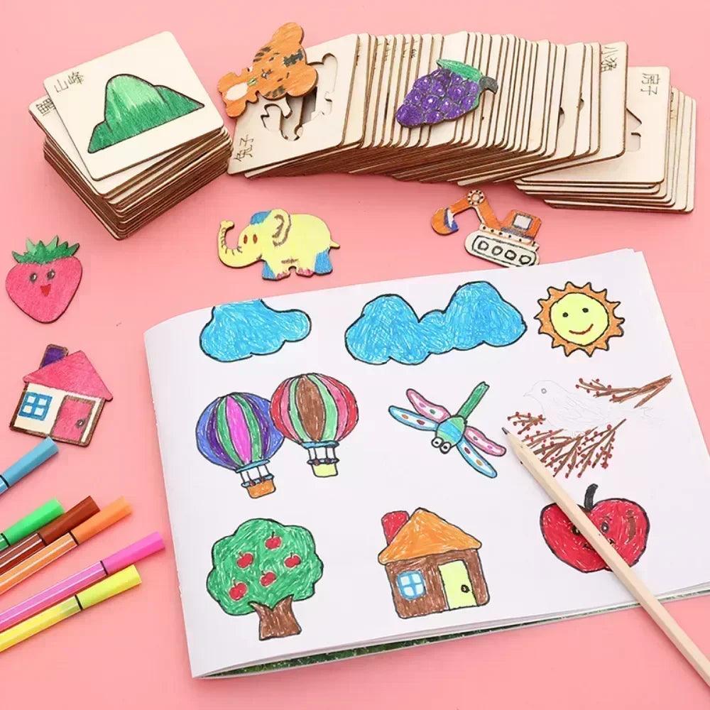 Wooden Drawing Stencil Set