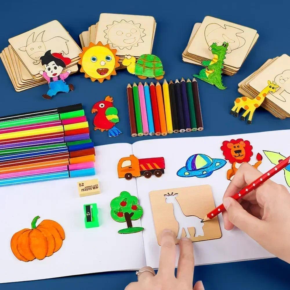 Wooden Drawing Stencil Set
