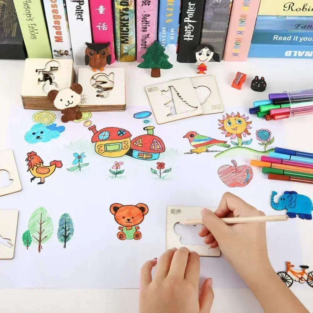 Wooden Drawing Stencil Set